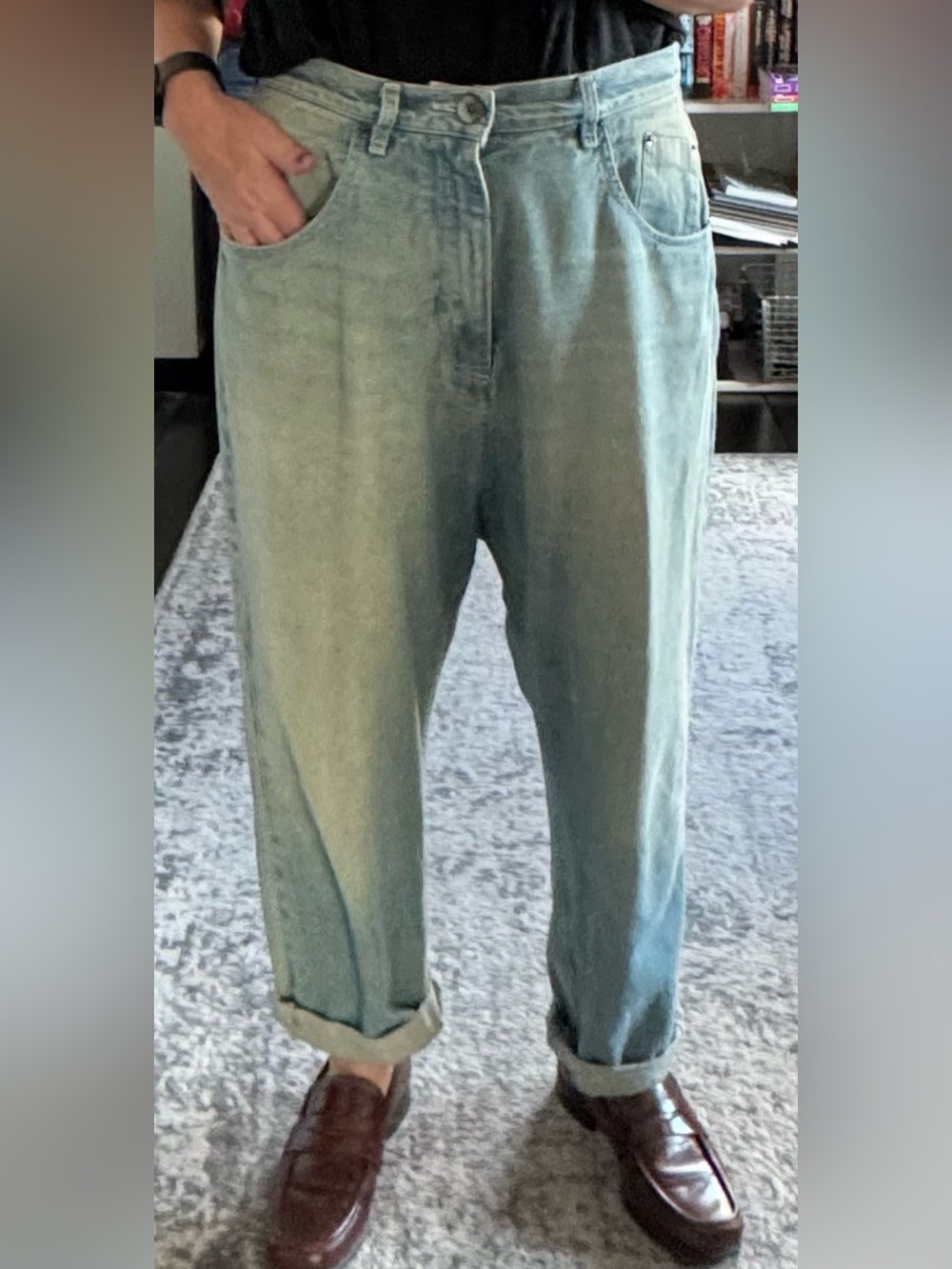 NOVEMB3R November Italy Kaoris Drop Crotch Jeans Sz 30 Baggy Tapered Denim